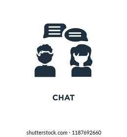 Chat icon. Black filled vector illustration. Chat symbol on white background. Can be used in web and mobile.