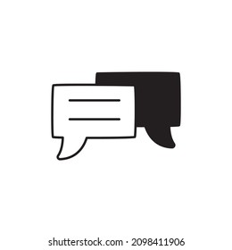 Chat Icon in black flat glyph, filled style isolated on white background