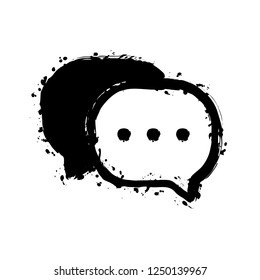 chat icon. Black ink with splashes on white background