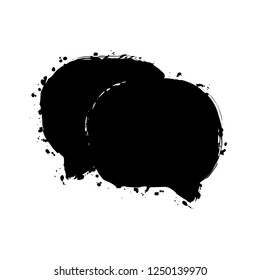 chat icon. Black ink with splashes on white background