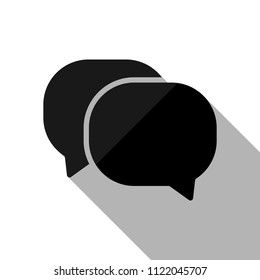 chat icon. Black object with long shadow on white background
