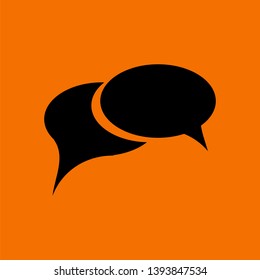 Chat-Symbol. Schwarz auf orangefarbenem Hintergrund. Vektorgrafik.