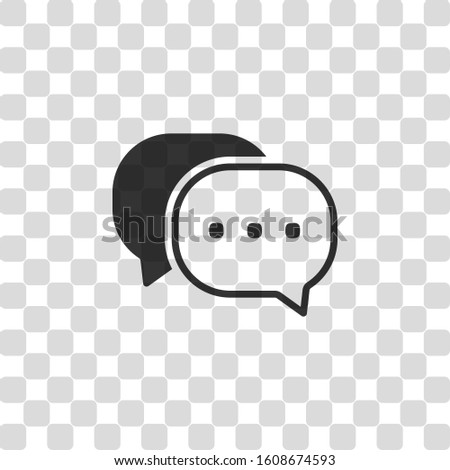 chat icon. Black symbol on transparency grid