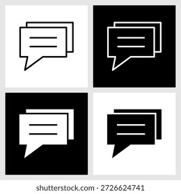 Icono de chat con fondo blanco y negro