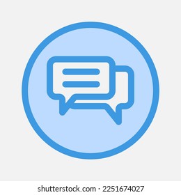 Chat-Icon im blauen Stil über das Wesentliche, Verwendung für mobile App-Präsentationen auf der Website
