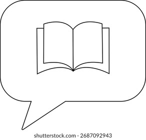 Icono de chat e icono de libro con fondo blanco. con líneas negras