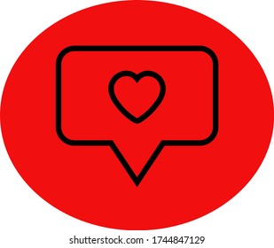 Icono de conversación. Burbuja con corazón, icono del habla. ilustración de vector de icono de charla EPS10. Concepto de comunicación. amar