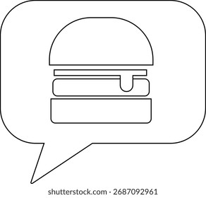 chat icon and burger icon with white background.with black lines