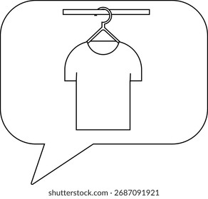 Chat icon and clothes icon hanging on a white background.with black lines