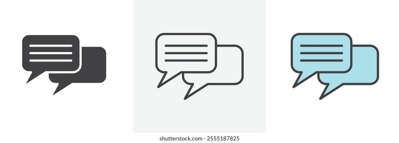 Chat icon collection in black and colored style.