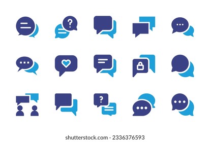 Chat-Icon-Sammlung. Duotonfarbe. Vektorgrafik. Mit Chat-Blase, Chat, Bote, Live-Chat, wie Privatsphäre, Kommentar, Konversation.