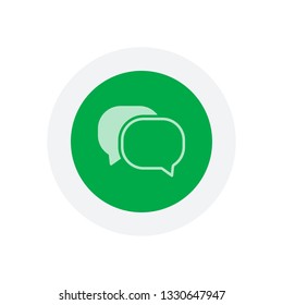 chat icon. Icon in colored circle with gray bold border. Web button, modern flat design