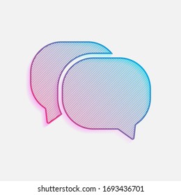 chat icon. Colored logo with diagonal lines and blue-red gradient. Neon graphic, light effect