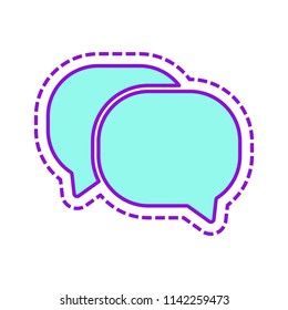 chat icon. Colored sketch with dotted border on white background