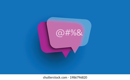 Chat icon. Colorful chat icon with shadow and transparency isolated on blue background. Vector illustration	
