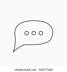 Chat icon. Comment message sign. Dialog speech bubble symbol. Linear outline icon on white background. Vector