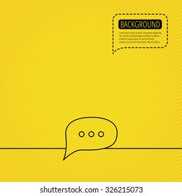 Chat icon. Comment message sign. Dialog speech bubble symbol. Speech bubble of dotted line. Orange background. Vector