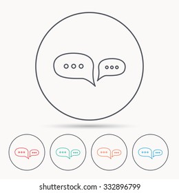 Chat icon. Comment message sign. Dialog speech bubble symbol. Linear circle icons.