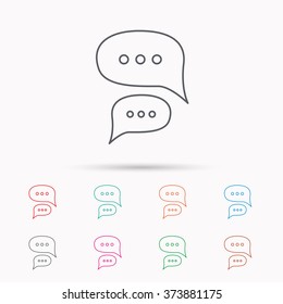 Chat icon. Comment message sign. Dialog speech bubble symbol. Linear icons on white background.
