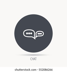 Chat icon. Comment message sign. Dialog speech bubble symbol. Round web button with flat icon. Vector