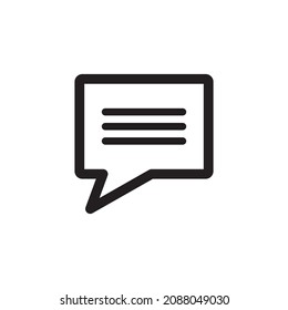 Chat icon. Comment icon. Speech bubble icon. Outline icon on white backgrounds. Flat design style.