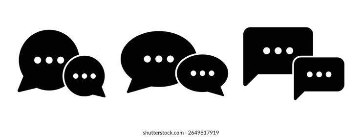 Icono de chat. Conjunto de símbolos de comentario. Chat, mensaje, mensaje, sms, chat, chat, Ilustración vectorial de íconos de conversación. 