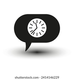 Chat icon. Conversation, communications symbol. Speech bubble sign. Clock icon. Vector illustration. EPS 10.