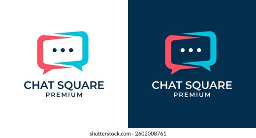 Chat icon conversation logo design template. Business consultation design with chat vector icon illustration. Square chat box design. Suitable for business, technology, company, mobile app.