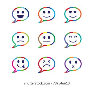 Chat icon. Cute face emoji expression