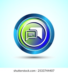 Chat icon design illustration, Message sign symbol for apps and websites, Glossy Round Button Design