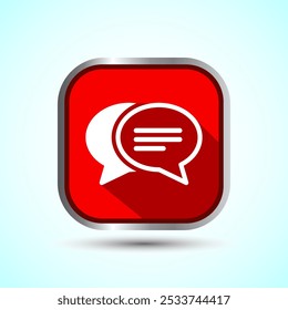 Ilustración de diseño de icono de chat, símbolo de signo de mensaje para App y Sitios web, Diseño de Botón de sombra roja