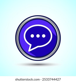 Ilustração de design de ícone de bate-papo, Símbolo de sinal de mensagem para aplicativos e sites, Design de botão de sombra azul