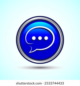 Ilustración de diseño de icono de chat, símbolo de signo de mensaje para App y Sitios web, diseño de Botón redondo de color azul