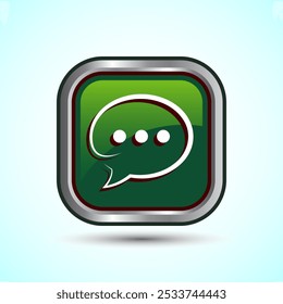Chat icon design illustration, Message sign symbol for apps and websites, Green Color Square Button Design