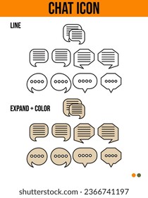 chat icon design set with line and expand