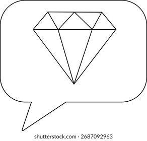 Icono de chat e icono de diamante con fondo blanco. con líneas negras