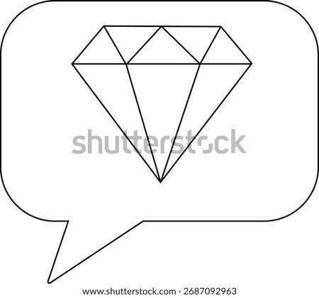 chat icon and diamond icon with white background.with black lines