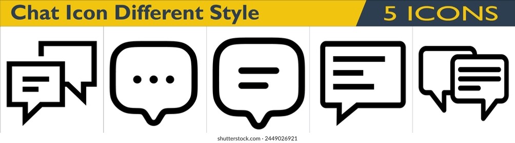 Icono de chat con diferentes estilos en los estilos de esquema