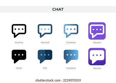 chat icon in different style. chat vector icons designed in outline, solid, colored, gradient, and flat style. Symbol, logo illustration. Vector illustration