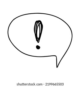 Chatsymbol. Ausrufezeichen, Doodle einzeln auf weißem Hintergrund. Geometrische Form, Bildzeichen. Vektorgrafik.