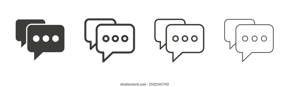 Icono de chat en relleno y tres tamaños de trazo