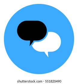 Chat icon - Filled circle glyph style - black, light blue and white