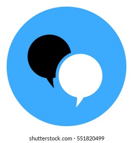 Chat icon - Filled circle glyph style - black, light blue and white