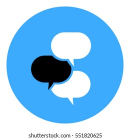 Chat icon - Filled circle glyph style - black, light blue and white