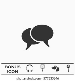 Chat icon flat. Black pictogram on white background. Vector illustration symbol and bonus button