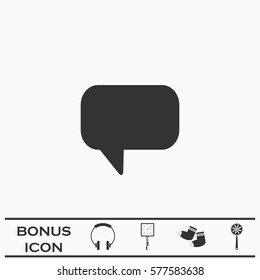 Chat icon flat. Black pictogram on white background. Vector illustration symbol and bonus button