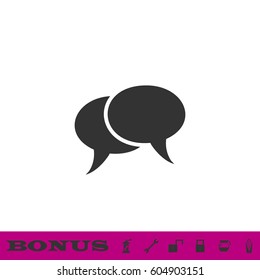 Chat icon flat. Black pictogram on white background. Vector illustration symbol and bonus button