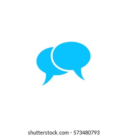 Chat icon flat. Blue pictogram on white background. Vector illustration symbol