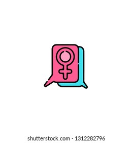 Chat icon, flat design line art thin style, International Women's Day signs and symbols, Feminismin fographics . Colorful icon on a white background, Vector illustration