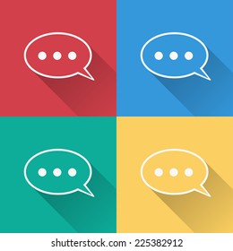 chat icon , flat design on 4 color background